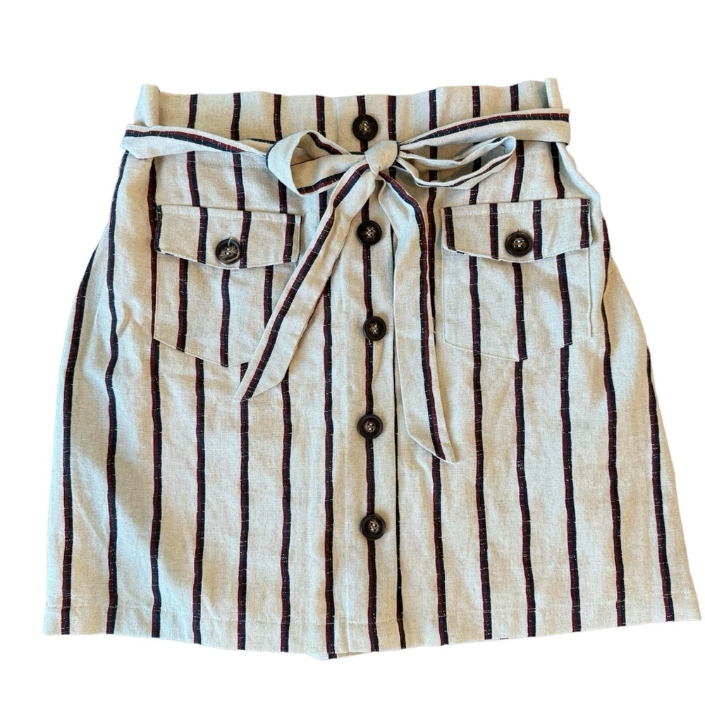Blu pepper Day to day Tie Waist striped Skirt size Medium beige